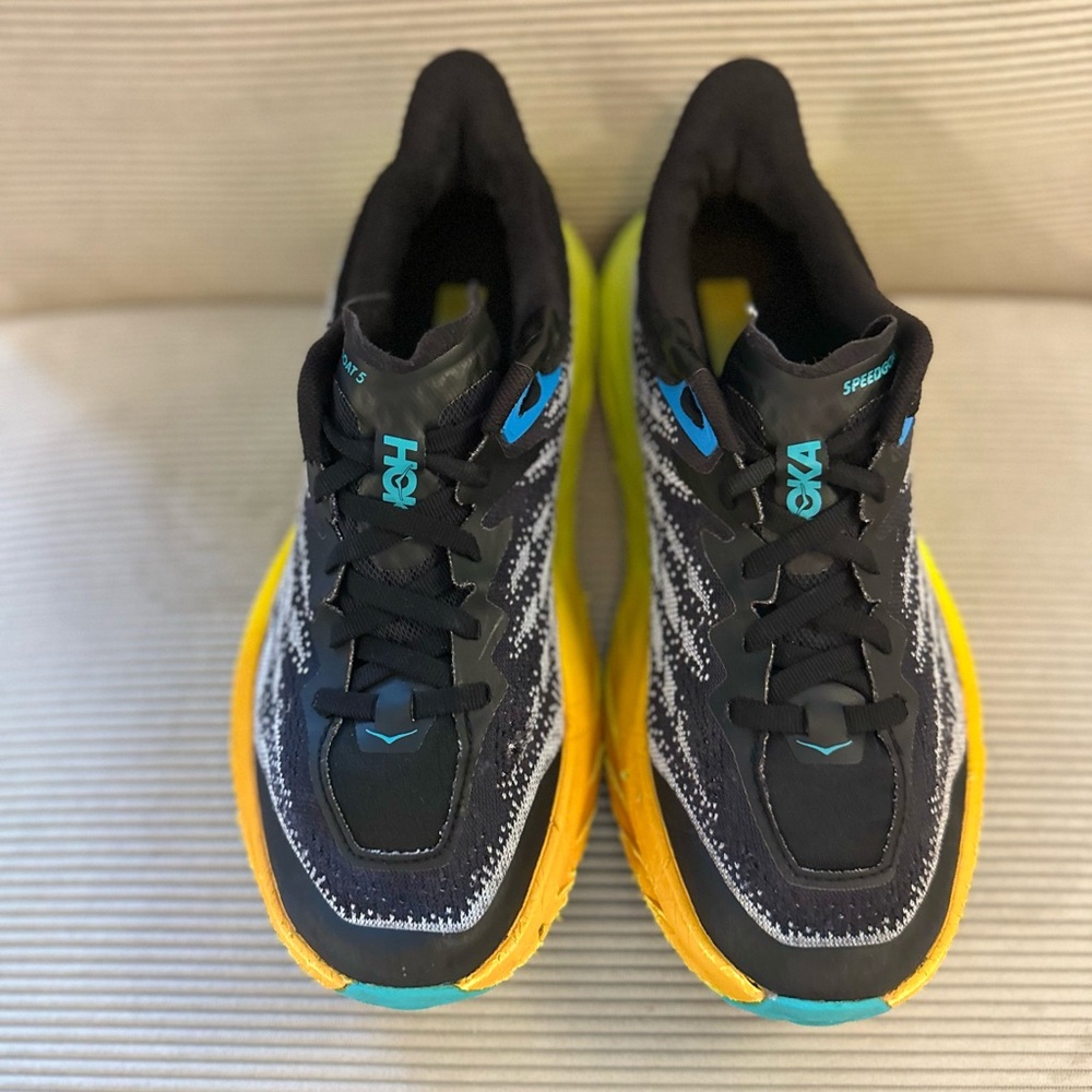 Hoka Women's Black & Yellow Speedgoat Trail Running Shoes Size 7 - Picture 6 of 10